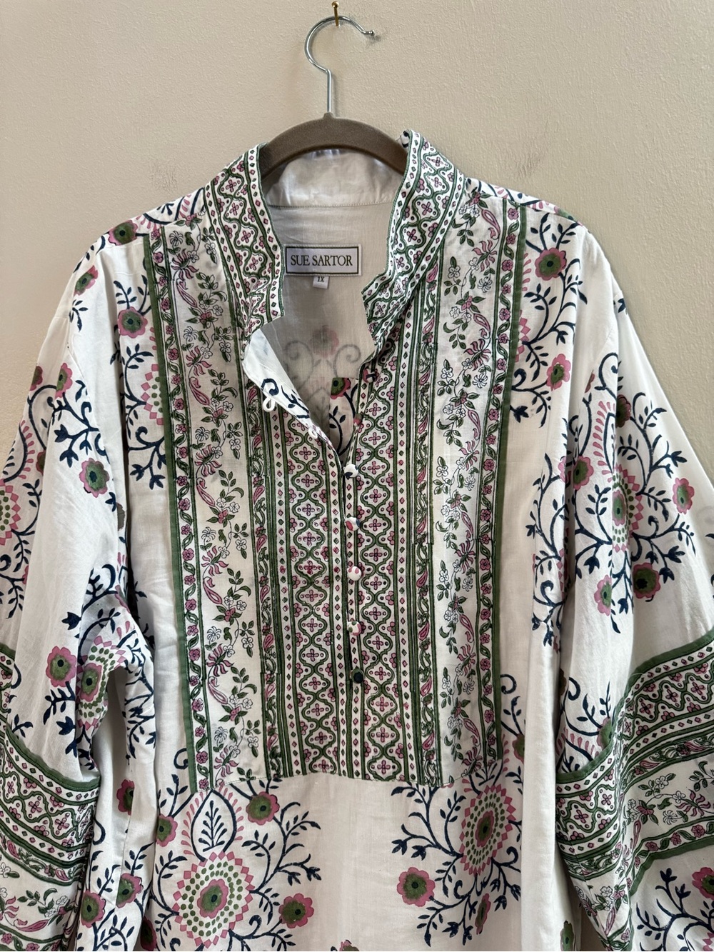 NWOT Anthropologie Sue Sartor Bangalore Tunic Top 1X White Floral Anthro Boho - Picture 7 of 15